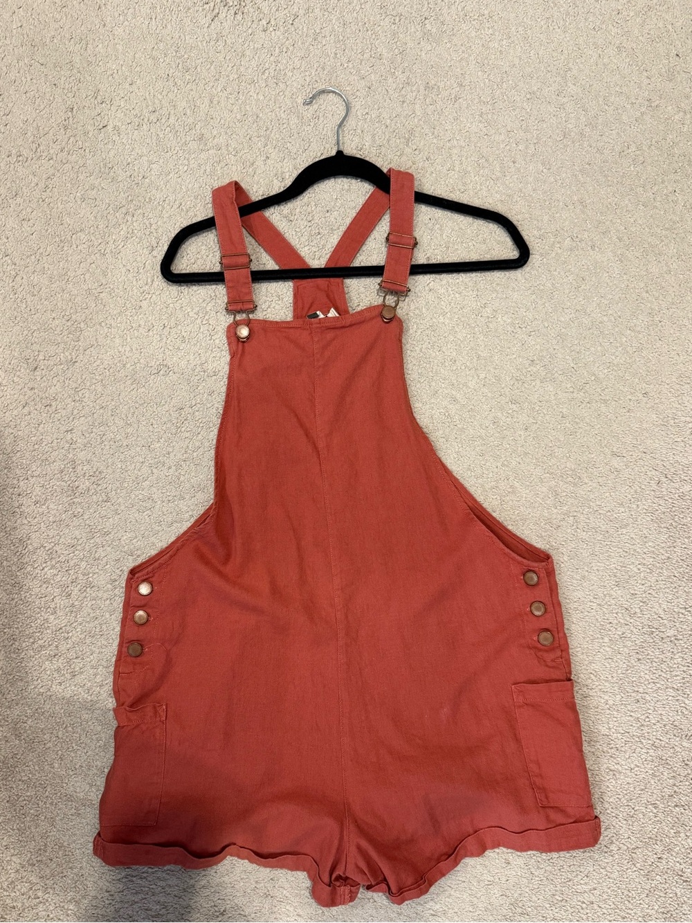 Roxy Rust Red Short Overalls Romper - L